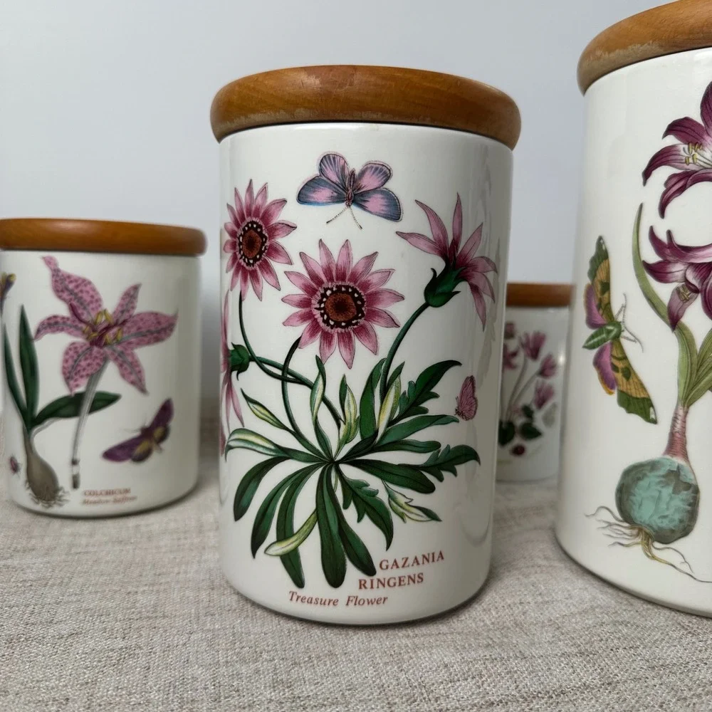 Vintage Portmeirion Botanic Garden Ceramic Canister Set of 4 | 1970s
